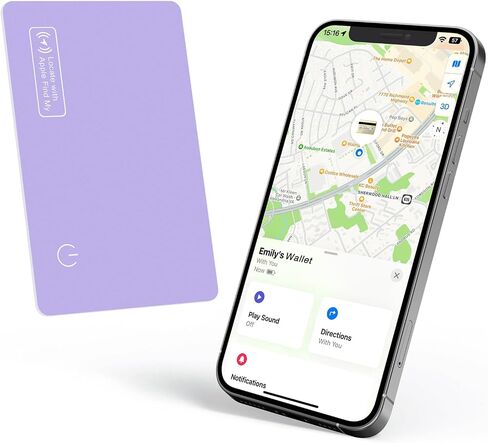 بطاقة تعقب المحفظة، مكتشف المحفظة الرفيعة القابلة لإعادة الشحن، تعمل مع Apple Find My (iOS فقط)، الباحث عن العناصر لبطاقات الأمتعة، جوازات السفر، الهاتف، IP67 مقاوم للماء in Kuwait