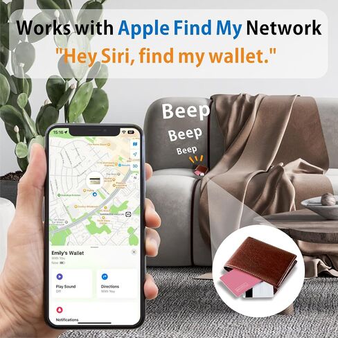 بطاقة تعقب المحفظة، مكتشف المحفظة الرفيعة القابلة لإعادة الشحن، تعمل مع Apple Find My (iOS فقط)، الباحث عن العناصر لبطاقات الأمتعة، جوازات السفر، الهاتف، IP67 مقاوم للماء in Kuwait