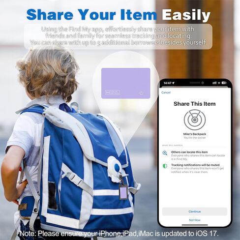 بطاقة تعقب المحفظة، مكتشف المحفظة الرفيعة القابلة لإعادة الشحن، تعمل مع Apple Find My (iOS فقط)، الباحث عن العناصر لبطاقات الأمتعة، جوازات السفر، الهاتف، IP67 مقاوم للماء in Kuwait