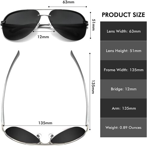 Aviator Sunglasses for Men Women Polarized Mirrored driving in Kuwait