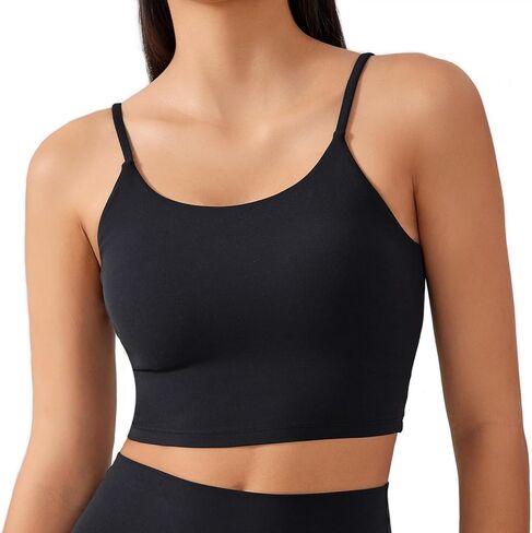 Lemedy Women Padded Sports Bra Molded Cup Fitness Workout Running Shirts Yoga Tank Top in Kuwait