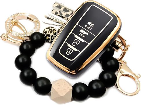 للحصول على غطاء مفتاح Toyota key مع حالة حماية مميزة للمعصم 360 درجة 2018-2022 2023 2024 Camry Rav4 Highlander Avalon C-HR Prius Corolla GT86 Smart Key (Black) in Kuwait