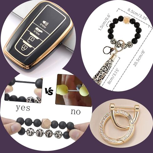 للحصول على غطاء مفتاح Toyota key مع حالة حماية مميزة للمعصم 360 درجة 2018-2022 2023 2024 Camry Rav4 Highlander Avalon C-HR Prius Corolla GT86 Smart Key (Black) in Kuwait