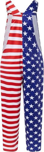 Men American Flag Overalls Adjustable Strap Summer Long Jumpsuits in Kuwait