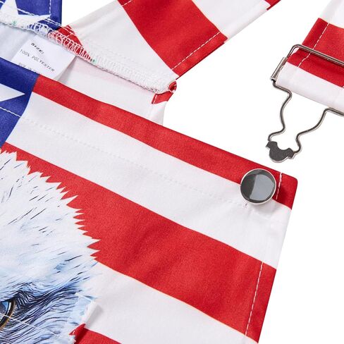 Men American Flag Overalls Adjustable Strap Summer Long Jumpsuits in Kuwait