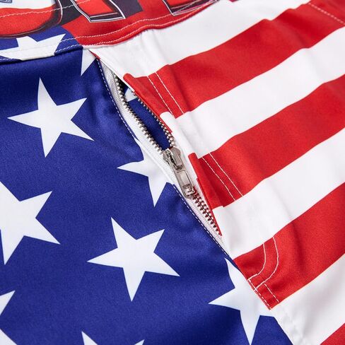 Men American Flag Overalls Adjustable Strap Summer Long Jumpsuits in Kuwait