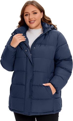 WINDMILL Womens Plus Size Heavyweight Puffer Jacket, Warm Winter Coat with Hood (1X-6X) in Kuwait