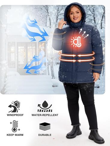 WINDMILL Womens Plus Size Heavyweight Puffer Jacket, Warm Winter Coat with Hood (1X-6X) in Kuwait