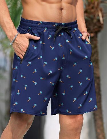 Cysincos Mens Swim Trunks with Compression Liner 7" 2 in 1 Quick Dry Swimming Swimwear Board Shorts with Zipper Pockets in Saudi Arabia