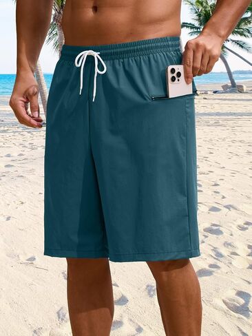 Mens Swim Trunks with Compression Liner 9 Inch Quick Dry 2 in 1 Swimming Board Shorts Bathing Suit w/Zipper Pockets in Saudi Arabia