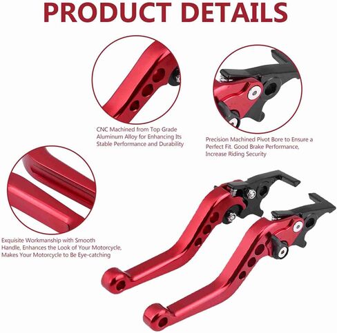 Aramox Brake Lever Assembly, Red CNC Aluminum Alloy Double Disc Brake Lever Assembly for Motorcycle Scooter Bike (Red) in Saudi Arabia