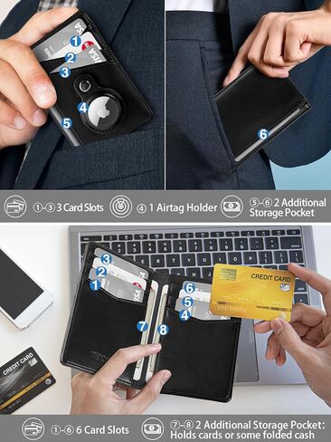 محفظة Miroddi مع حامل Airtag ، محفظة حامل بطاقة الائتمان للنساء ، محفظة جيب أمامية جلدية ، محفظة Bifold الحد الأدنى ، 9 فتحات بطاقة و 4 جيوب تخزين ، حظر RFID ، وردي in Kuwait