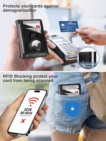 محفظة Miroddi مع حامل Airtag ، محفظة حامل بطاقة الائتمان للنساء ، محفظة جيب أمامية جلدية ، محفظة Bifold الحد الأدنى ، 9 فتحات بطاقة و 4 جيوب تخزين ، حظر RFID ، وردي in Kuwait