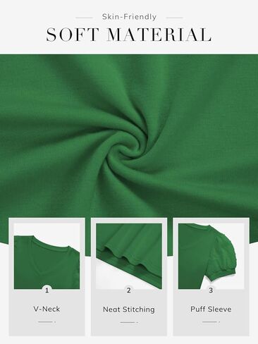 ATHMILE Womens Summer Tops V Neck T Shirts Swiss Dot Puff Sleeve Tops Loose Casual Tshirts in Saudi Arabia