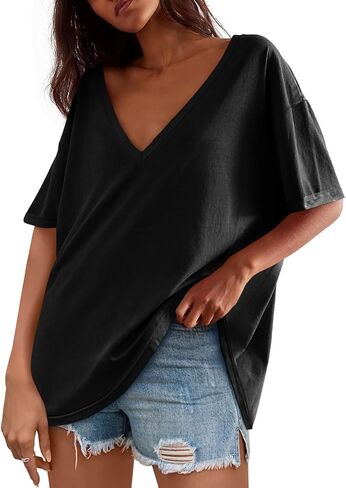 Tankaneo Womens Exgerize Tshirts v الرقبة القصيرة الأكمام قمم الصيف غير الرسمي فضفاضة قمصان Tye Tye in Kuwait