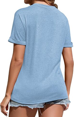 Women's T Shirts V-Neck 2025 Fashion Spring Summer Casual Women Tops Trendy Cute Fit Tee S-XXL in Saudi Arabia