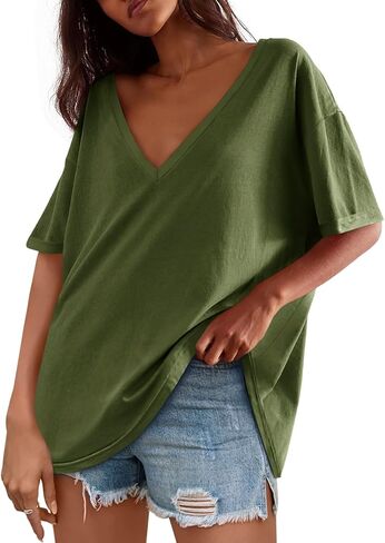 Tankaneo Womens Exgerize Tshirts v الرقبة القصيرة الأكمام قمم الصيف غير الرسمي فضفاضة قمصان Tye Tye in Saudi Arabia