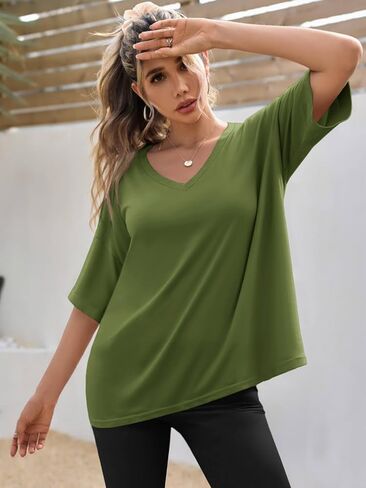 Tankaneo Womens Exgerize Tshirts v الرقبة القصيرة الأكمام قمم الصيف غير الرسمي فضفاضة قمصان Tye Tye in Saudi Arabia