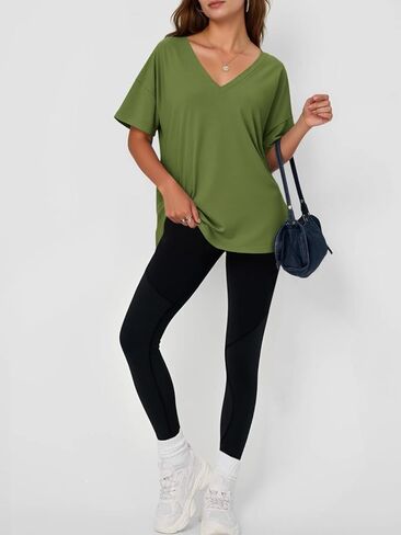 Tankaneo Womens Exgerize Tshirts v الرقبة القصيرة الأكمام قمم الصيف غير الرسمي فضفاضة قمصان Tye Tye in Saudi Arabia