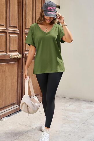 Tankaneo Womens Exgerize Tshirts v الرقبة القصيرة الأكمام قمم الصيف غير الرسمي فضفاضة قمصان Tye Tye in Saudi Arabia