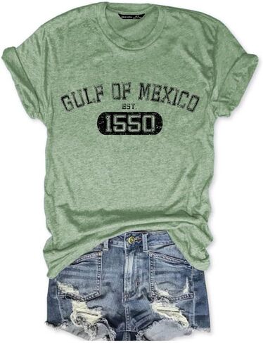 Gulf of Mexico T Shirt Graphic Mexico Shirts for Women Retro Beach Tops in Kuwait