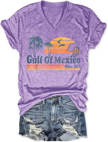 Gulf of Mexico T Shirt Graphic Mexico Shirts for Women Retro Beach Tops in Kuwait