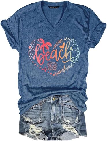 Gulf of Mexico T Shirt Graphic Mexico Shirts for Women Retro Beach Tops in Kuwait