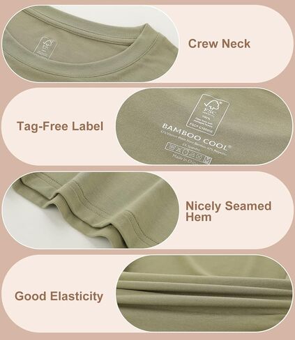 BAMBOO COOL Women's T Shirts Classic Short Sleeve Fit Tops for Women Casual Fitted Tees in Kuwait