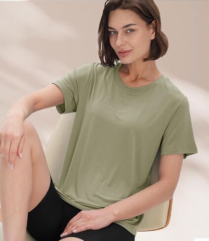 BAMBOO COOL Women's T Shirts Classic Short Sleeve Fit Tops for Women Casual Fitted Tees in Kuwait