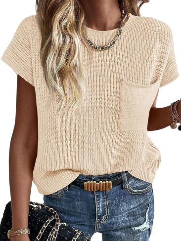 Imily Bela Summer Short Sleeve Sweater for Women 2025 Crew Neck Ribbed Knit Vests Trendy Pullover Tops in Saudi Arabia
