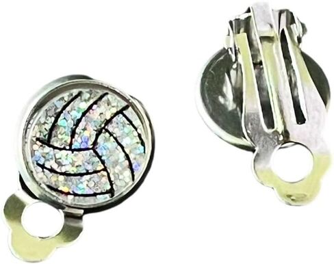 Glittering Football Basketball Soccer Baseball Softball Volleyball Ear Clips Women's Fashion Sporty Style Stainless Steel Hypoallergenic Ear Clips in Kuwait
