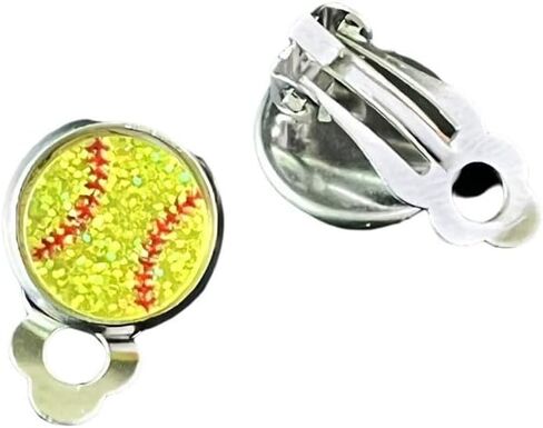 Glittering Football Basketball Soccer Baseball Softball Volleyball Ear Clips Women's Fashion Sporty Style Stainless Steel Hypoallergenic Ear Clips in Kuwait