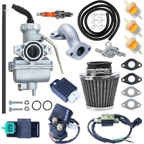 PZ20 Carburetor Carb Air filter AC CDI Box Ignition Coil Starter Solenoid Relay Voltage Regulator for 110cc 125cc Taotao Coolster Apollo Kazuma Chinese ATV Four Wheeler Quad Dirt Pit Bike Black