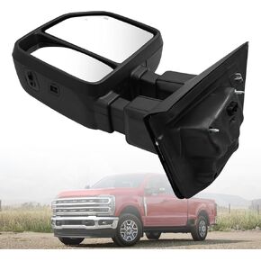 Left Driver Side Tow Mirror Fits for 2023 2024 Ford F250 F350 F450 F600 Support Power Heated with Turn Signal Light Temperature Sensor Driving Light BSM Signal Light PC3B17683CD