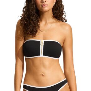 Seafolly Women's Standard Bandeau Bustier Bikini Swimsuit Top with Zip Front Detail