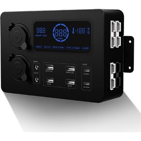 IZTOSS 12V 100W Multifunction Mini Power Box Camping Electrical Power System with LED Lighting USB-C and QC3.0 Ports Cigarette Socket Anderson Port for Camper RVs Pickup Trucks 4WD Canopy Caravan