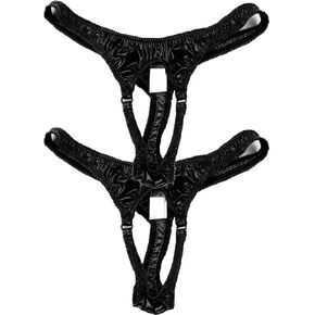 Men's Underpants Shiny Leather Open Thongs Mid-Rise T Back Stretch Mens Thong Underwear