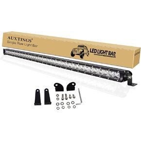 AUXTINGS 38 inch 180W Spot Single Row 14400LM Off Road LED Fog & Driving Roof Bumper Light Bars 2 Style Mounting Brackets for Off Road ATV UTV Trucks Boat,12V 24V Waterproof