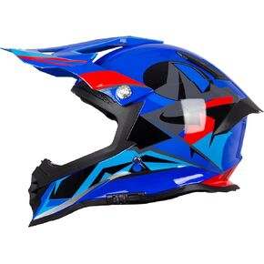 Adult Dual Sport Motorcycle Helmet, DOT Approved, Off Road & Rally, Blue/Orange, M/L/XL