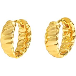 Stainless Steel Croissant Style Braided Huggie Cuff Earrings