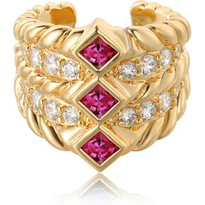 Ear Cuff Earrings for Women Trendy 14K Gold Plated Multi-Colored Cubic Zirconia Sparkle Ear Cuffs Non Piercing | Clip On Cartilage | Single in Kuwait