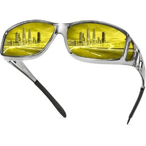 Night Vision Driving Glasses Fit Over Glasses, Wrap Around Nighttime Glasses Anti Glare Polarized for Men Women
