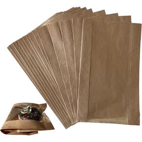 100 Pcs cozymomdeco Korean Made Bakery Bags with Window, 7.0’ x 11.8’ Paper Sandwich Bags, Donut Bags To Go, Bakery Paper Bags for Treat, Snack, Cookie Packaging (Brown)