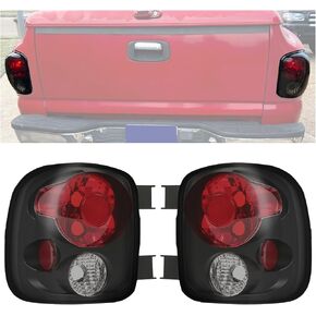 زوج Hecasa Tail Light زوج متوافق مع 1999-2004 Chevy Silverado GMC Sierra Stepside Brake Lamps Clear Lens Black Housing (W/O Plubs)