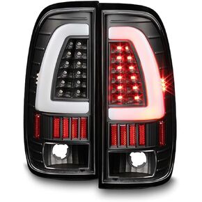 AKKON - For 1997-2003 Ford F150 | 1999-07 F-Series Super Duty LED Tube Style Black Taillights Taillamp Pair Set