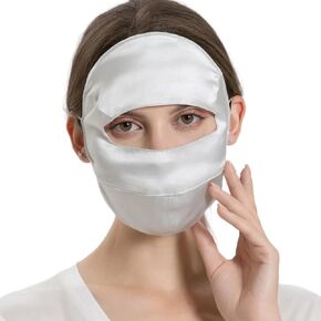 100% 19 Momme Mulberry Silk Sun Protection Face Mask for Women - UPF 50+ Lightweight Facial Shield