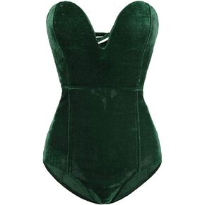 Halloween Bodysuit Tube Top Velvet Leotard Corset Back