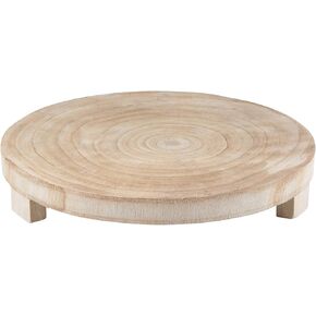 Santa Barbara Design Studio Table Sugar Paulownia Wood Pedestal Tray, 15-Inch Diameter, Natural
