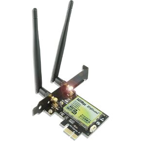WiFi Card 5400Mbps PCIe WiFi 6E Card, Bluetooth 5.2, Intel WiFi 6E AX210 Chip, Tri-Bands(6GHz/5GHz/2.4GHz) Wireless WiFi 6 Card for PC, Support Windows 11/10(64Bit)
