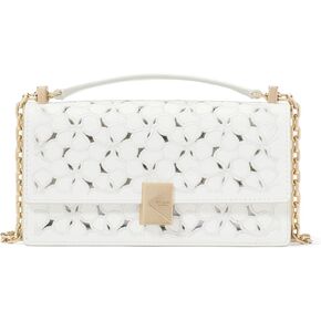 kate spade new york Deco Eyelet Leather Mini Flap Chain Crossbody, True White